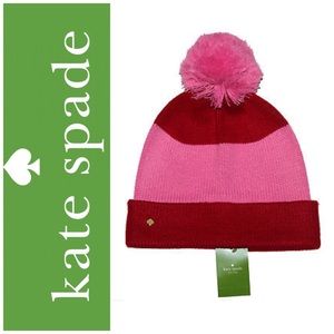 💥Kate Spade lily Pink & Red Color Block Beanie ♠️